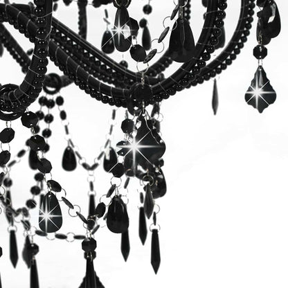 Chandelier with Beads Black 12 x E14 Bulbs