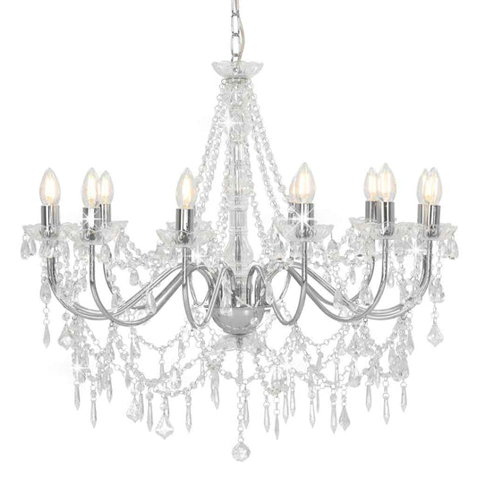 Chandelier | Silver and Transparent | Metal and Acrylic | Large