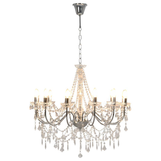 Chandelier | Silver and Transparent | Metal and Acrylic | Large