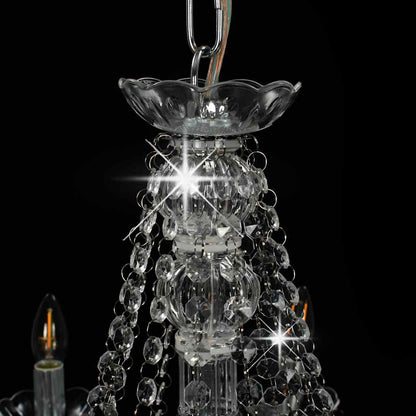 Chandelier with Beads Silver 12 x E14 Bulbs