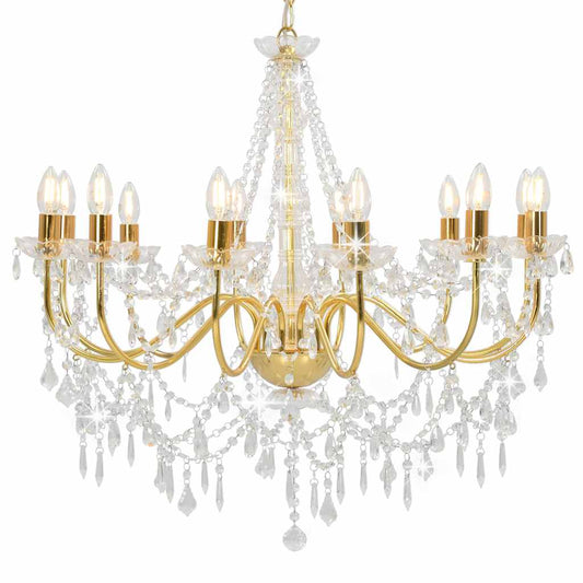 Chandelier | Gold, Clear | Metal (frame), Acrylic (beads) | Large