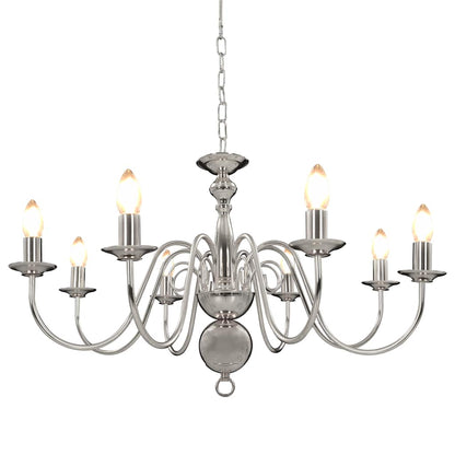 281618 vidaXL Chandelier Silver 8 x E14 Bulbs
