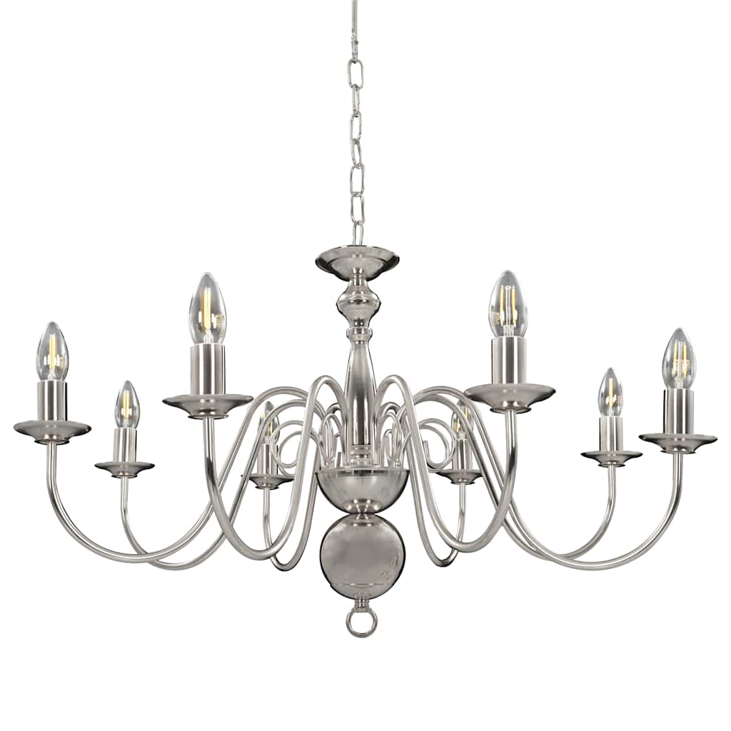 281618 vidaXL Chandelier Silver 8 x E14 Bulbs