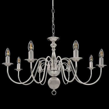 281618 vidaXL Chandelier Silver 8 x E14 Bulbs