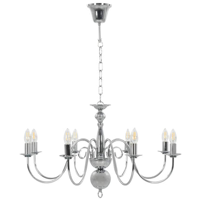 281618 vidaXL Chandelier Silver 8 x E14 Bulbs