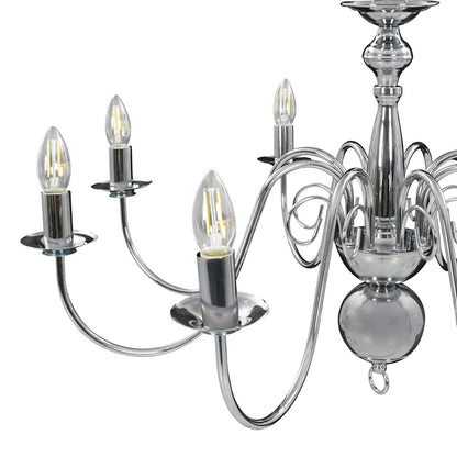 281618 vidaXL Chandelier Silver 8 x E14 Bulbs