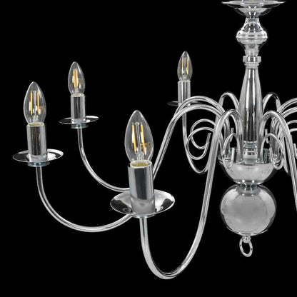 281618 vidaXL Chandelier Silver 8 x E14 Bulbs