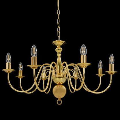 281619 vidaXL Chandelier Golden 8 x E14 Bulbs