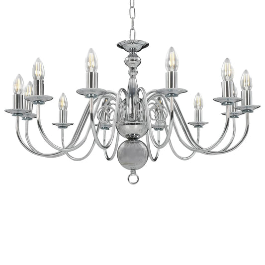 Chandelier Silver 12 x E14 Bulbs