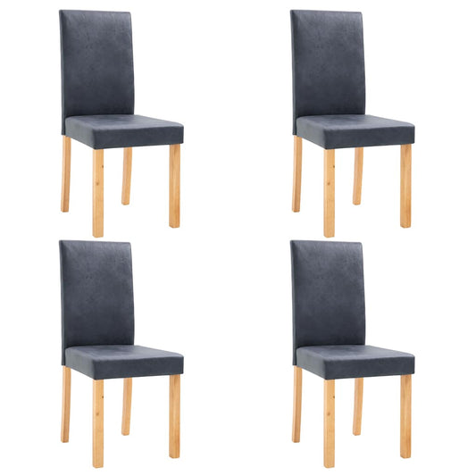Dining Chairs 4 pcs Gray Faux Suede Leather