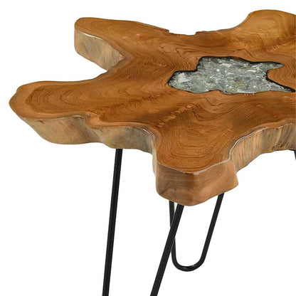 Coffee Table 70x45 cm Solid Teak Wood and Polyresin