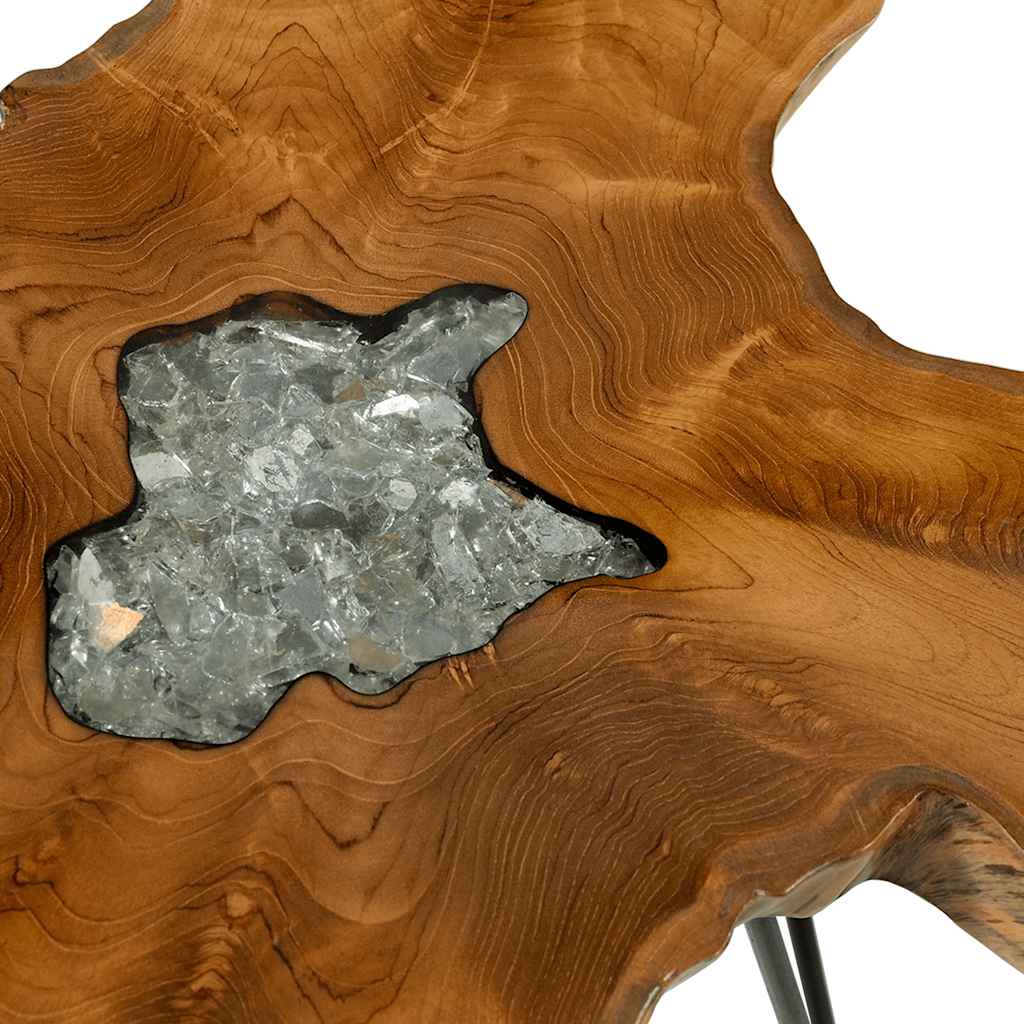 Coffee Table 70x45 cm Solid Teak Wood and Polyresin
