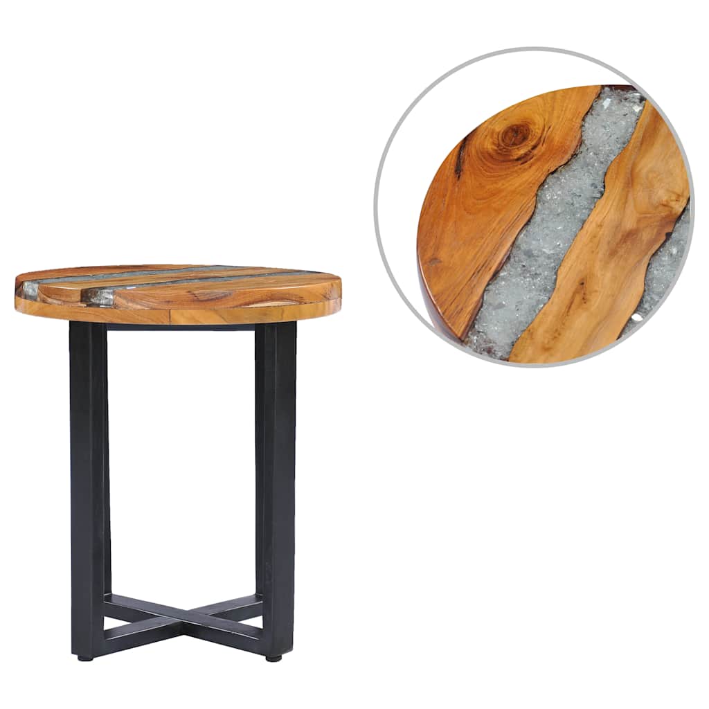 281652 vidaXL Coffee Table 40x45 cm Solid Teak Wood and Polyresin
