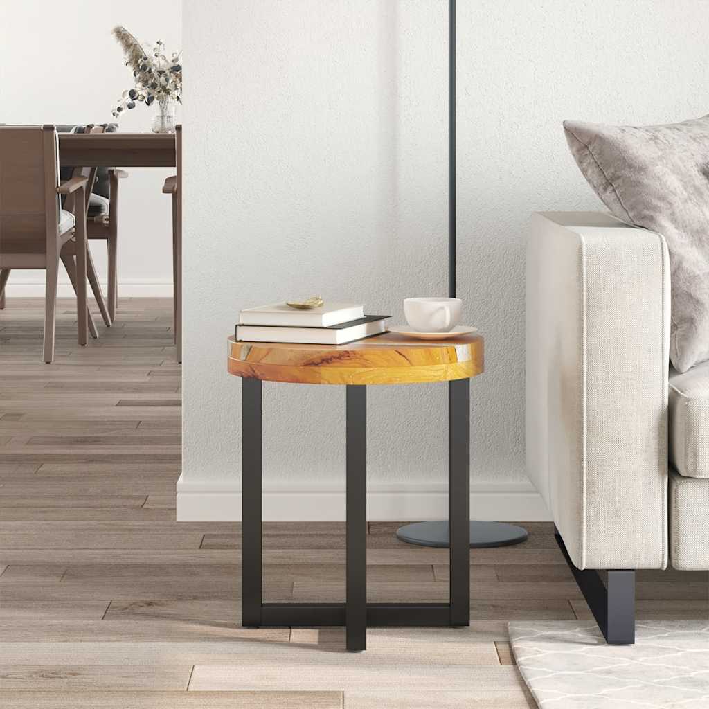 281652 vidaXL Coffee Table 40x45 cm Solid Teak Wood and Polyresin