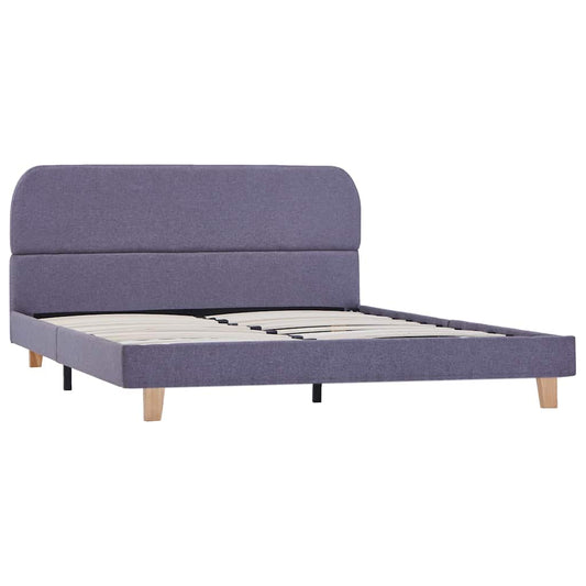 Bed Frame | Light Grey | Iron, Solid Wood, MDF, Polyester | Double