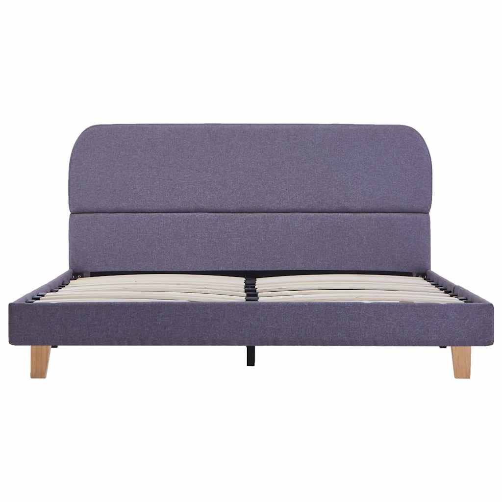 Bed Frame | Light Grey | Iron, Solid Wood, MDF, Polyester | Double