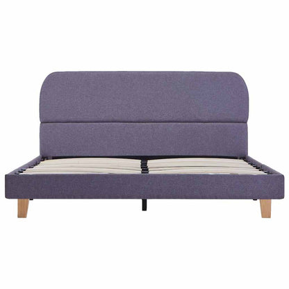 Bed Frame | Light Grey | Iron, Solid Wood, MDF, Polyester | Double