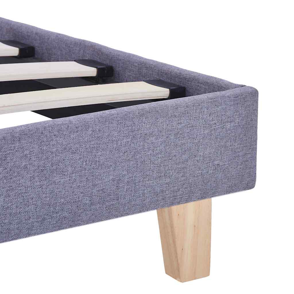 Bed Frame | Light Grey | Iron, Solid Wood, MDF, Polyester | Double