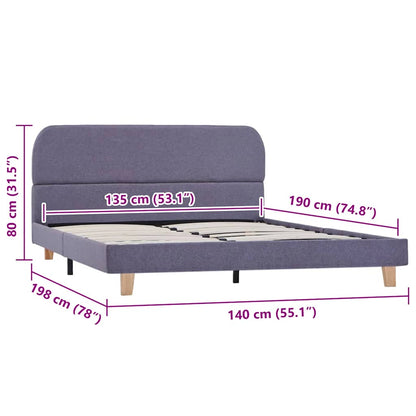Bed Frame | Light Grey | Iron, Solid Wood, MDF, Polyester | Double