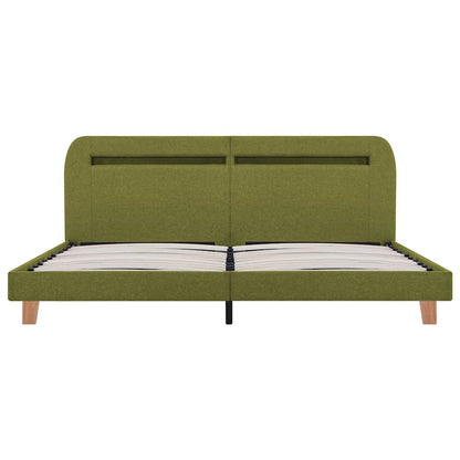Bed Frame with LED without Mattress Green Fabric 150x200 cm King Size