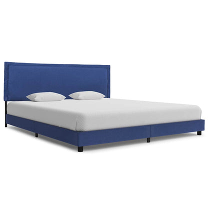 Bed Frame without Mattress Blue Fabric 150x200 cm King Size