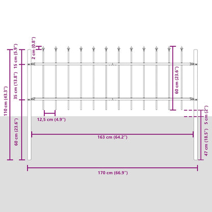 Garden Fence Woerden with Spear Top Steel 181x60 cm Black