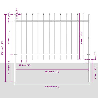 Garden Fence Woerden with Spear Top Steel 181x80 cm Black