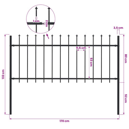 Garden Fence "Woerden" with Spear Top Steel 170x80 cm Black
