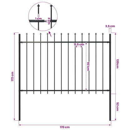 Garden Fence "Woerden" with Spear Top Steel 170x120 cm Black