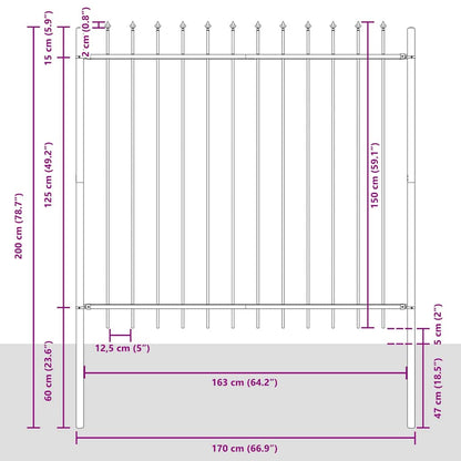 Garden Fence Woerden with Spear Top Steel 181x150 cm Black