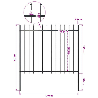 Garden Fence "Woerden" with Spear Top Steel 170x150 cm Black