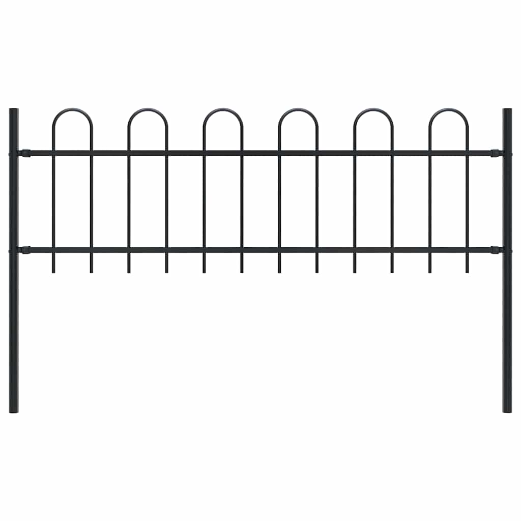 Garden Fence BOXTEL with Hoop Top Steel 181x60 cm Black