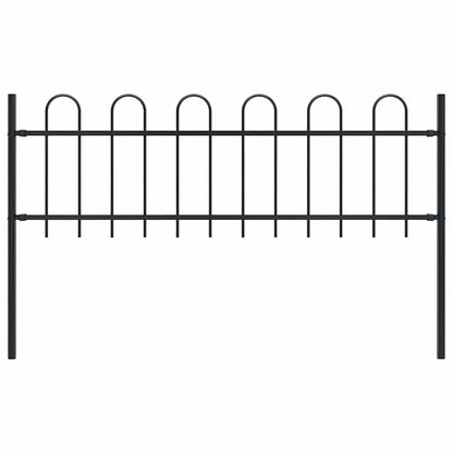 Garden Fence BOXTEL with Hoop Top Steel 181x60 cm Black