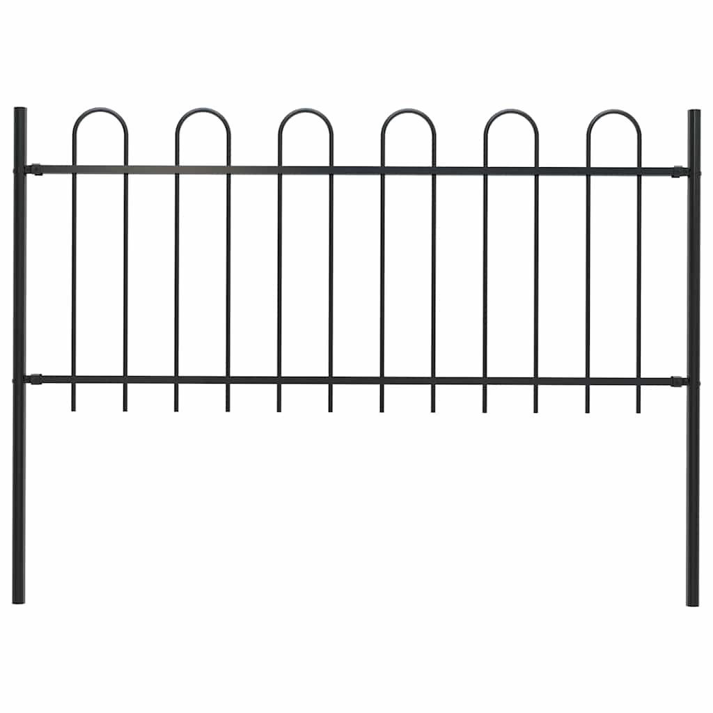 Garden Fence BOXTEL with Hoop Top Steel 181x80 cm Black