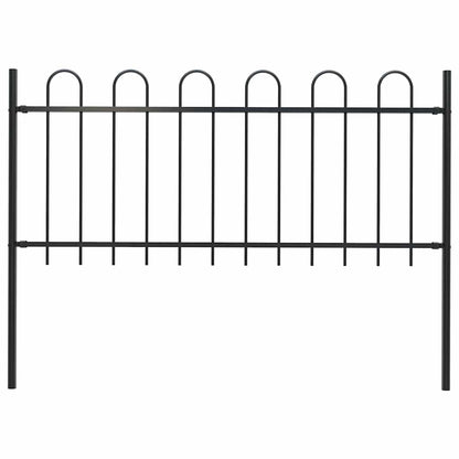 Garden Fence BOXTEL with Hoop Top Steel 181x80 cm Black