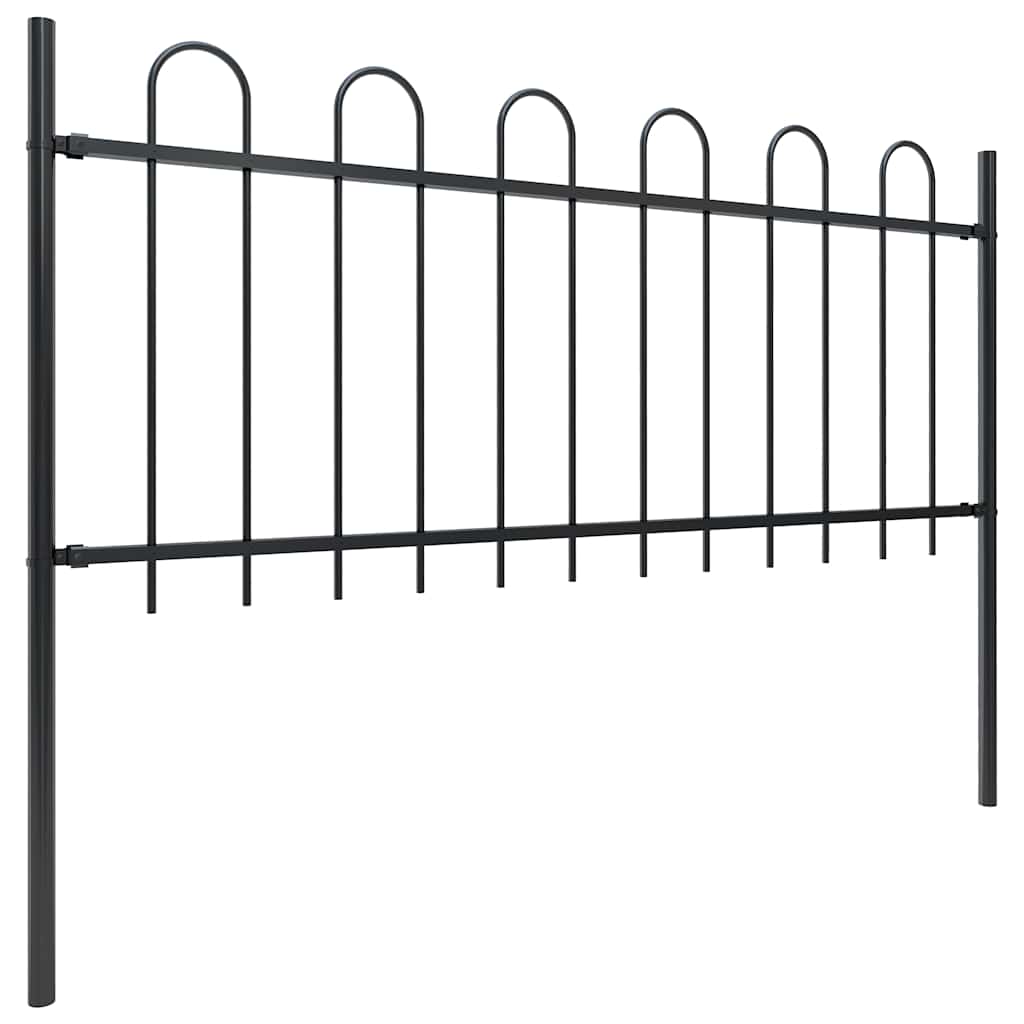 Garden Fence BOXTEL with Hoop Top Steel 181x80 cm Black