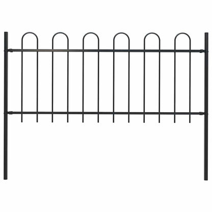 Garden Fence BOXTEL with Hoop Top Steel 181x100 cm Black