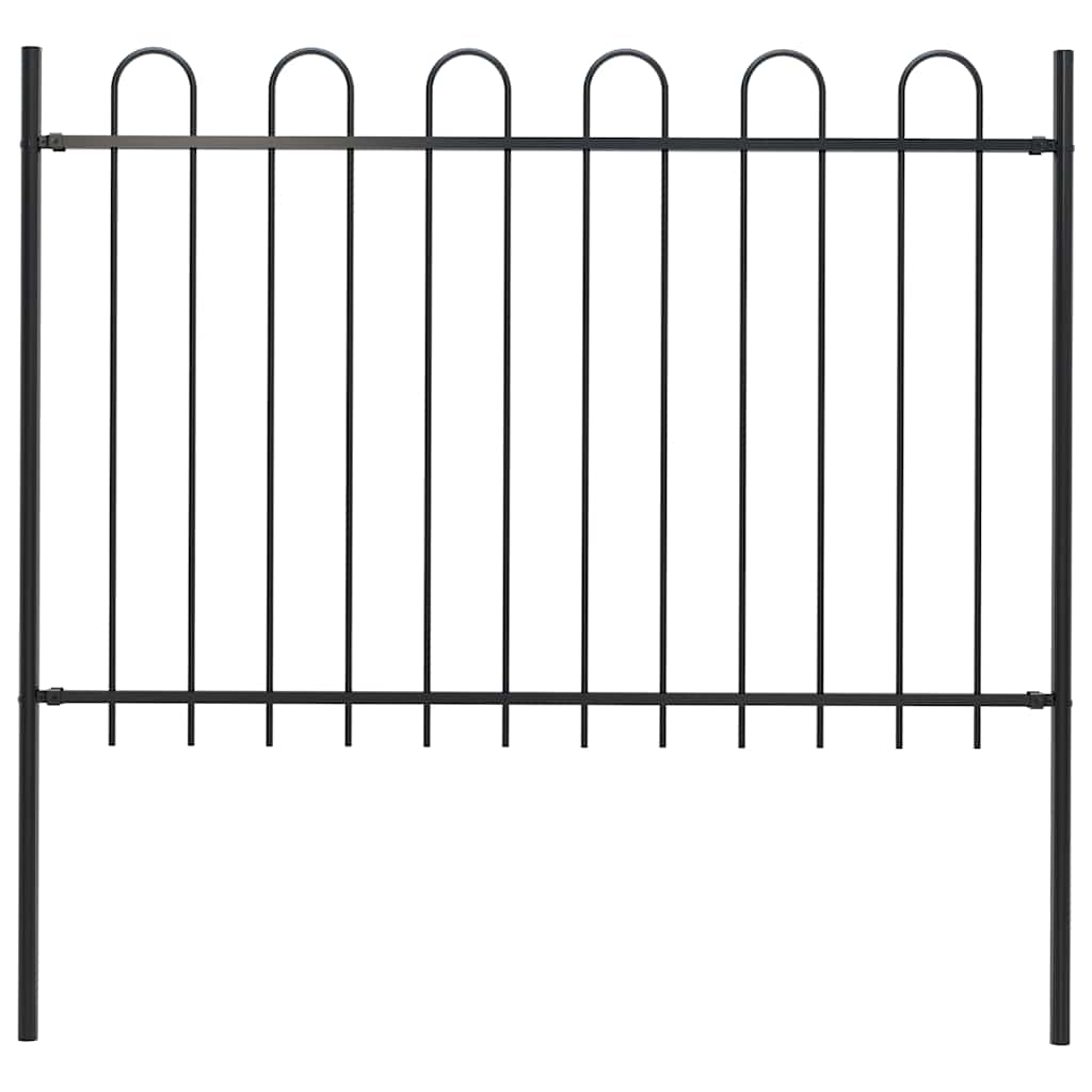 Garden Fence BOXTEL with Hoop Top Steel 181x120 cm Black