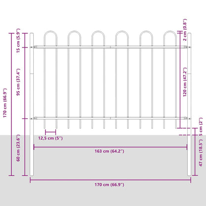 Garden Fence BOXTEL with Hoop Top Steel 181x120 cm Black