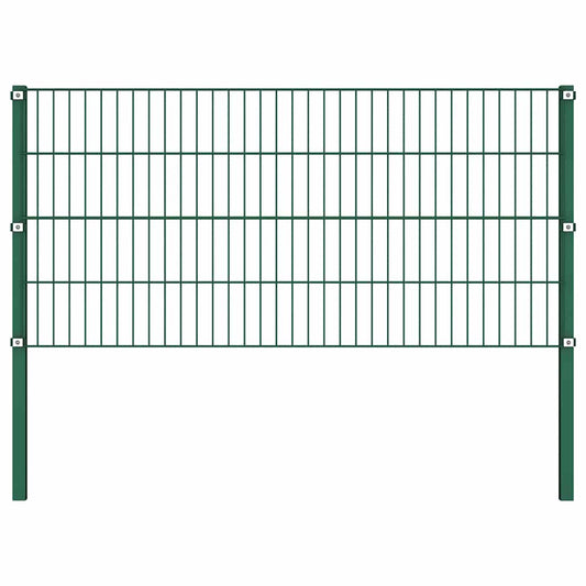 Fence Panel with Posts Iron 176,5x80 cm Green