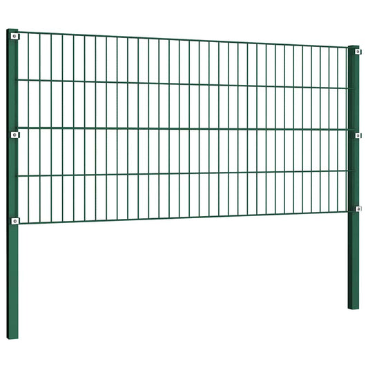 Fence Panel with Posts Iron 176,5x80 cm Green
