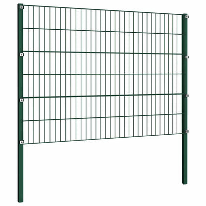 Fence Panel with Posts Iron 176.5x120 cm Green