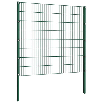 Fence Panel with Posts Iron 176.5x160 cm Green