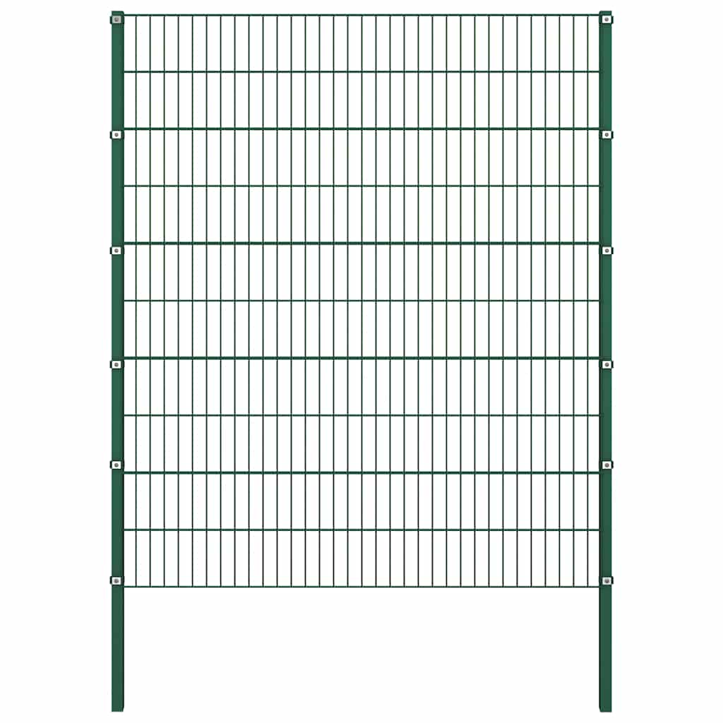 Fence Panel with Posts Iron 176.5x200 cm Green