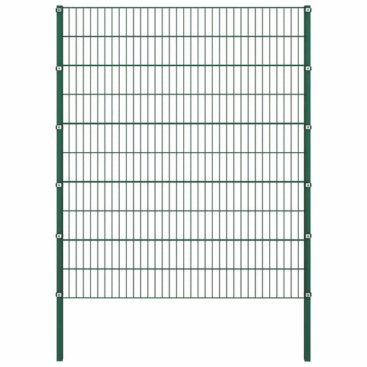 Fence Panel with Posts Iron 176,5x200 cm Green