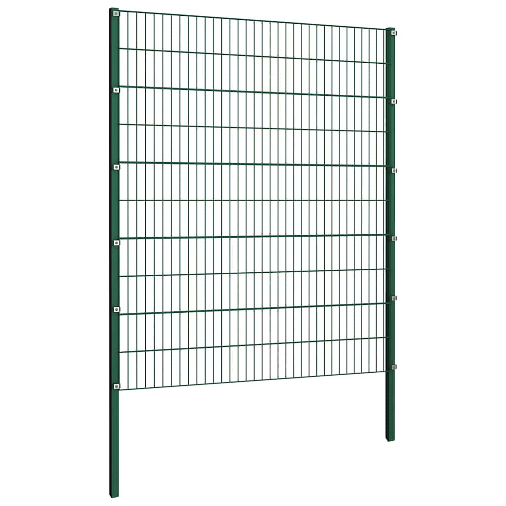 Fence Panel with Posts Iron 176.5x200 cm Green