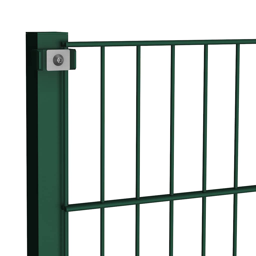 Fence Panel with Posts Iron 176.5x200 cm Green