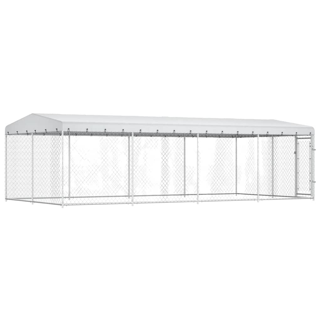 Outdoor Dog Kennel with Roof 7.6x3.8x2.3 m