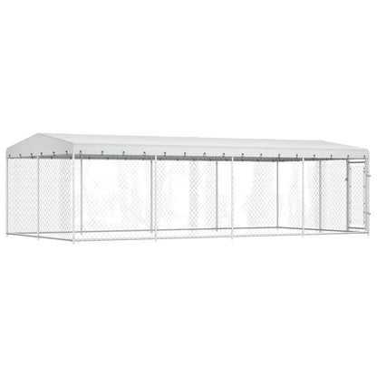 Outdoor Dog Kennel with Roof 7.6x3.8x2.3 m