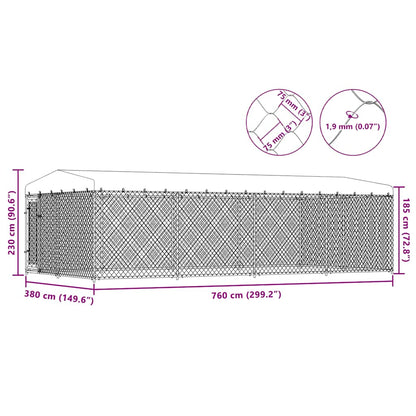 Outdoor Dog Kennel with Roof 7.6x3.8x2.3 m